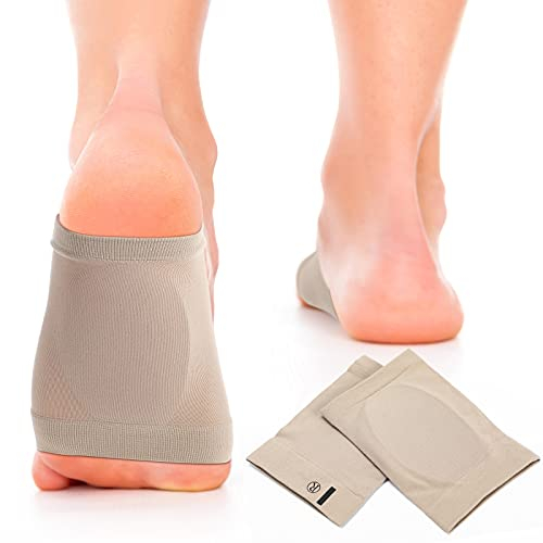 Supporto Metatarsale Manicotti di Supporto di Arco Supporto Imbottito per Fascite Plantare Calzini con Arco in Tessuto con Cuscinetti in Gel Calze per Arco Plantare da Donna (Beige)
