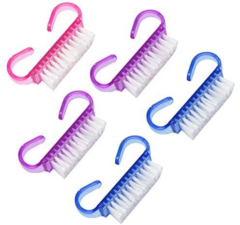 Hanyousheng Cepillo De Uñas, 5 Piezas Nail Brush, Con Mango De Plástico Cepillo Para Limpieza De Dedos Y Uñas Manicura De Fregado(3 Colores)