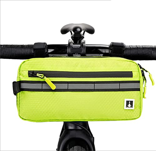 ROYALFAIR Waterproof Bike Handlebar Bag with Reflective Strips & Shoulder Strap, Bicycle Front Frame Storage Pouch for Mountain Road Cycling Commuting (Neo Green)