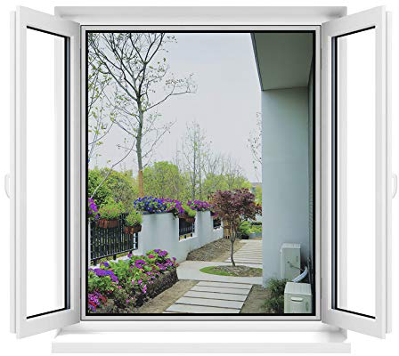 Apalus Fliegengitter Fenster, Zuschneidbar auf Fenstergrößen bis 110x130cm, Insektenschutz mit Starkem Klettband, Kinderleichte Montage, Presshilfe und Zuschneider Inklusive, Schwarz