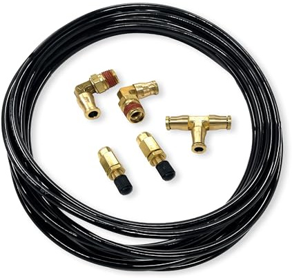 TORQUE 1/4'' OD 20 ft Air Line Including 1/8 NPT Elbow Fittings, Air Inflation Schrader Valves, Union Tee (Push to Connect) (TR2013AS)
