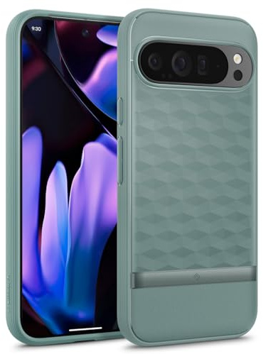 Caseology Parallax für Google Pixel 9 Pro XL Hülle, [Fallschutz in Militärqualität] Ergonomische 3D-Hexa-Würfel-Hülle für Google Pixel 9 Pro XL – Salbei Grün