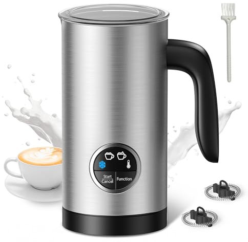PARIS RHÔNE Montalatte elettrico 4 in 1 con manico, 300 ml, induzione per schiuma di latte calda e fredda, latte caldo, latte di caffè, macchiato, cappuccino