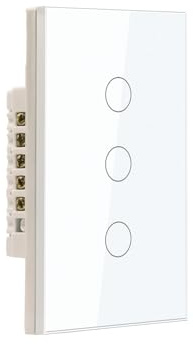 TOZENVAN WiFi Smart Light Switch,Neutral Wire Required,Single-Gang 3-Button Wall Switch,2.4GHz,Works with Alexa,110–220V,White