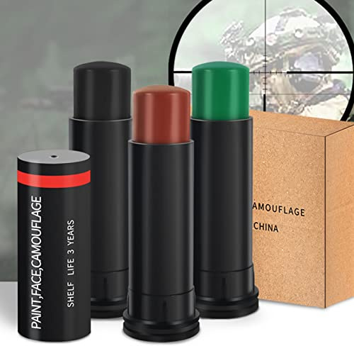 Aramox Camo Face Paint Stick, Fácil de Agua Limpia, Maquillaje de Camuflaje para Niños Juego de Roles Militares, 3 Colores en el Set