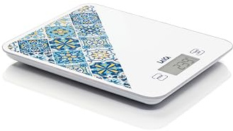 LAICA Bilancia da Cucina Digitale - Blue - Appendibile - Alta Precisione 10kg/1g - Display LCD - Funzione TARA - Calcola il Volume dell'Acqua - Vetro Temperato - Italian Design