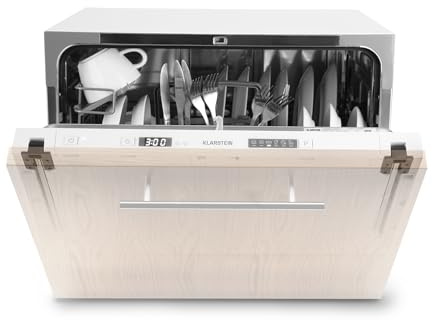 Klarstein Integrated Dishwasher, 6 Place Setting Built In Dishwasher, Easy To Install Slim Mini 6 Washing Programs, Quiet Operation Slimline Home/Office Small