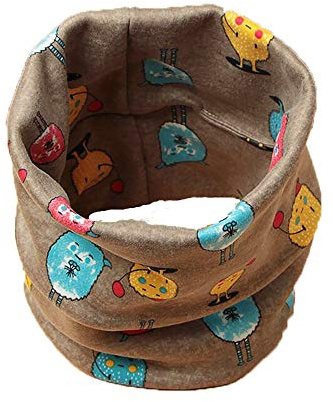 Pluto & Fox Scalda Collo Di Cotone Per Infanzia sopra i 2 Anni Di Invernali Con Agnello Polare Dentro Sciarpe Morbido e Caldo Unisex Per Ragazzi E Bambini (Mostro marrone)