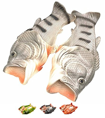 Asifn Pesce Forma Spiaggia al Coperto Pantofole Unisex Bagno Slittata Indossare Accogliente Scarpe Creativi Bambini Divertente personalità Animale Sandali（Nero,44/45 EU
