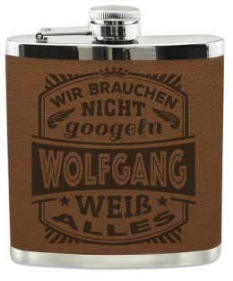 History & Heraldry Echter Kerl Flachmann Wolfgang - individuell und personalisiert mit Gravur, Name und Spruch