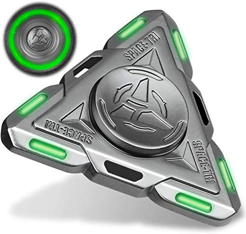 Luminoso Tri Fidget Spinner Space OVNI, brilla en la oscuridad, juguetes sensoriales para dedo Spinner de mano de metal de alta velocidad, enfoque de fiesta, premios para niños y adultos