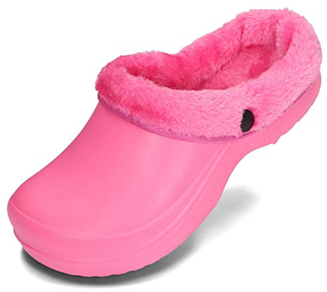 PLAME EVA Zuecos Aislantes para Mujer Zuecos Perforados de Jardín Cálidas y Ligeras Rojo Negro Azul Marino Rosa 36-41 EU (Rosa, Numeric_36)
