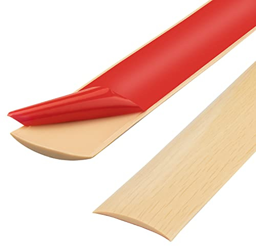 Tira de umbral de PVC de 200cm, tiras de transición de piso, tiras de cubierta de piso laminado, tira divisoria de puerta de piso autoadhesiva (5cm, grano de arce)