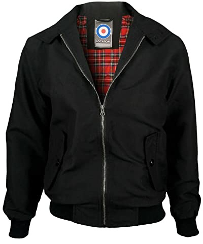 Location Tartan Lining Harrington Jacket (Black, 4XL 54-56)