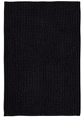 Decomira Badematte rutschfest | Als Badteppich Set kombinierbar | Badezimmer-Teppich Bad-Vorleger waschbar aus Chenille | Duschvorleger für Dusche, Badewannen, WC Deko | Schwarz - 50x80 cm
