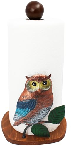 Küchenrollenhalter Stehend Farmhouse Küchenrollenhalter Holz Arbeitsplatte, infach Rustikaler Papierrollenhalter Werkstatt für Küche, Esstisch, Heimdekoration (Eule)