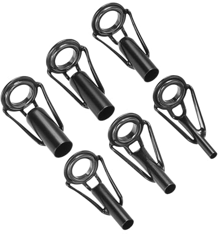 PATIKIL 2-6mm Pescar Caña Punta Reparación Kit, 6uds Inoxidable Acero Poste Anillo Guía Reemplazo para Salada Agua Dulce Agua Pesca, Negro