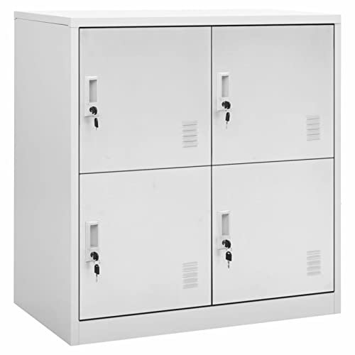 DJEKA Spind Mit 4 Fächern 1 STK Schließfachschrank 4 Fächer Stahlschrank Abschließbar Spind Schrank Hellgrau-1 Schließfächer Schrank Schließfächer Wertsachen Schrank 90x45x92,5 cm Stahl