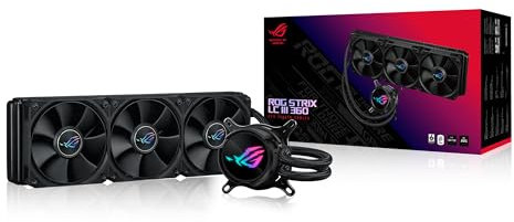 ASUS ROG STRIX LC III 360 - Sistema de refrigeración líquida AiO con bloque de agua 360°, bomba Gen7 v2 de Asetek, ventiladores ROG y más de 10 efectos de iluminación Aura personalizados