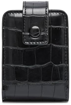 JaSiTeBW Chic Black Leather Lipstick Case with Mirror Stylish Travel Lipstick Holder & Cosmetic Bag for Lipsticks, Lip Glazes, Powder