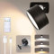Battery Operated Wall Light, Rechargeable Magnetic LED Wall lamp, Reading Light with 360° Rotations, Wall Light with 3 Color Modes, Touch Control, Wireless Wall Sconces for Bedroom Bedside (Black)