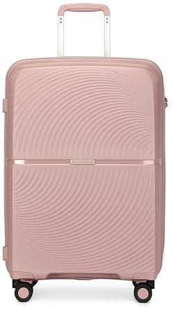 British Traveller Hartschale Koffer Trolley PP Handgepäck Reisekoffer Groß 100 Liter mit 4 Spinnerräder Rollkoffer TSA-Schloß Teleskopgriff Suitcase(Rosa)