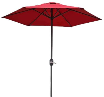 DLAZUM Parasol de Jardin, Parasol de Table, Parasol d'extérieur, 2 m/6,5 Pieds, Protection UV50+, Sunbrella avec manivelle, pour Piscine/Plage/Jardin/Restaurant,Red