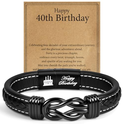 Aolso gåvor för son/barn/make/pappa, herrarmband, flätat läder oändlighetsknut armband, födelsedagspresenter alla hjärtans present julklapp för män tonårspojkar, En storlek, Rostfritt stål