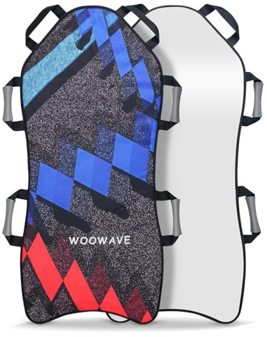 WOOWAVE 45×18 Foldable Snow Sled，Fits 2 Children or 1 Adult，Ultra Portable, Strong and Durable, Sturdy Fabric Stitching, Handles with Steering，Kid's Winter Fun（Black ）