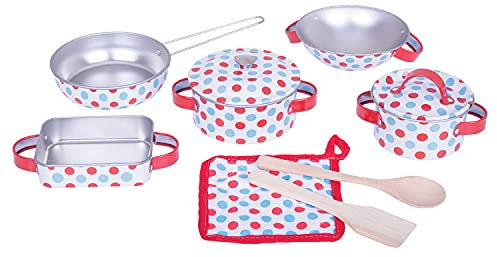 Bigjigs BJ631 Tinnen Pannenset, 10dlg, Weiß, S