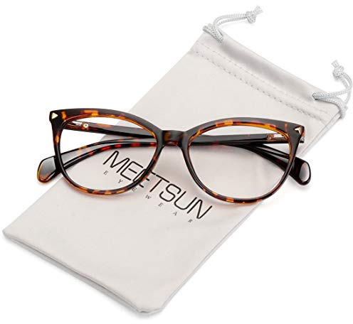 MEETSUN Non Prescription Glasses Frame for Women,Retro Cateye Fake Eyeglasses HD Clear Lens (Tortoise Frame Clear Lens)