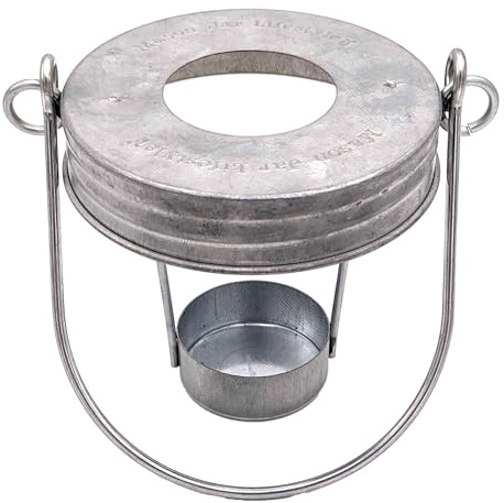 Galvanized Tea Light Candle Holder Lids with Handles for Mason, Ball, Canning Jars by Mason Jar Lifestyle (3 Pack, Wide Mouth)