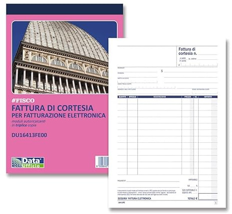 Data Ufficio Bloc de facturas de cortesía – 33 páginas – 3 copias – autocopiantes – 21,5 x 14,8 cm – DU16413FE00