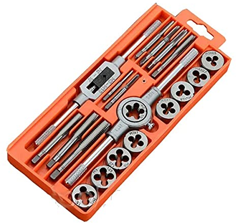 Edward Tools Pro 20 Piece Tap and Die Set - Metric Tap and Die, Pipe Threader, Taper Wrench, Die Stock - High Quality C45 Carbon Steel - Cut threads in Steel, Aluminum, Brass