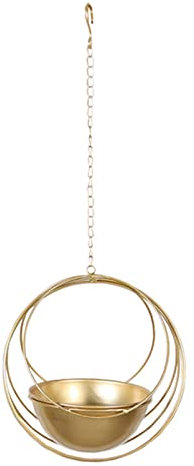 ZPYXBH Hängende Pflanzgefäße Blumentopf Hängend Metall Blumenampel Wand- Und Deckenpflanzer Hängetopf Für Pflanzen Innen Pflanzenaufhänger Minimalistischer Blumentopf Für Heimdekoration,Gold,C