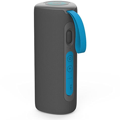 Boompods Rhythm 24 Bluetooth Lautsprecher - kabelloser Party Lautsprecher mit 10 LED-Lichteffekten, IPX5 Wasserschutz, 24W Tragbare Musikbox für Badezimmer und Reisen, nur für Apple-Geräte, Blau