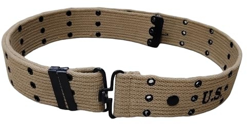 WARCRAFT EXPORTS Originalreproduktion WWII M1936 sadelgjord kanvas pistolbälte kaki markerat USA, Khaki, 56 Inch