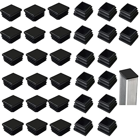 Embouts De Tube Carré Noir,32 Pièces 30X30mm Bouchons Plastique Carré Bouchons à Lamelles Pour Tubes CarréS Chapeaux De Jambe De Chaise pour Pieds de Meuble, Trampoline, Armoire, Étagère(30X30mm)