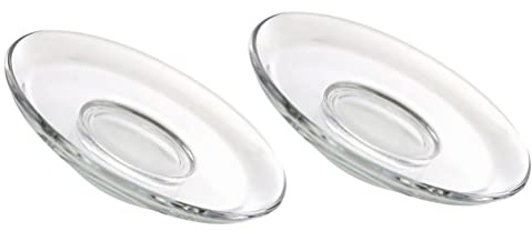 STOBOK 3.3 Inch Glass Plates, Clear Glass Plates, Small Saucers, Snack Saucers, Tea Saucers for Home Kitchen Coffee and Tea Drinkware