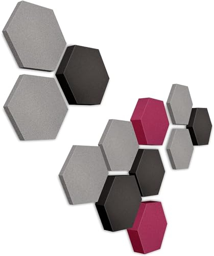platino24 Akustikpaneele 12 Elemente Edition LOFT 3D I Ø 300mm Akustikplatten Schalldämmung Wand & Decke I Akustikschaum Schall-Absorber aus Basotect 30-70mm mit farbiger Akustikbeschichtung