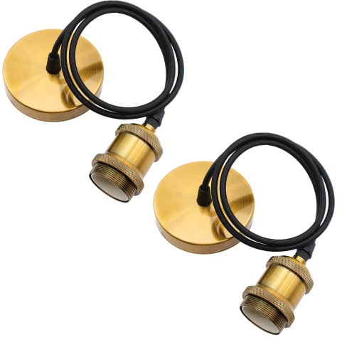 ZHIQIN 2 Piezas Portalámpara E27 de Metal Para Lámparas Colgante Lampara Cuerda Techo Vintage con Cable Ajustable 100 cm Para Techos, Pasillos, Cocinas, Bares, Oficinas （C）