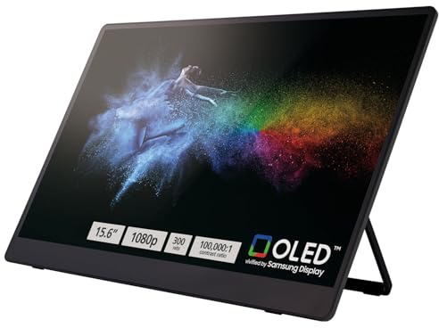 Ricoh 150 Monitor de Pantalla Ligero OLED vívido de 300 nits, portátil de 15.6 Pulgadas y Pantalla táctil con Altavoces duales, para Laptop, Escritorio, Mac, PC