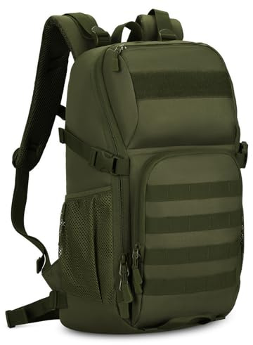 VINBAGGE Militär Rucksack Molle Taktische Motorrad 30L Wanderrucksack Trekkingrucksack Schultertasche Outdoor Campus Jagdrucksack Reisen Jungen Daypack für Herren Damen Grün