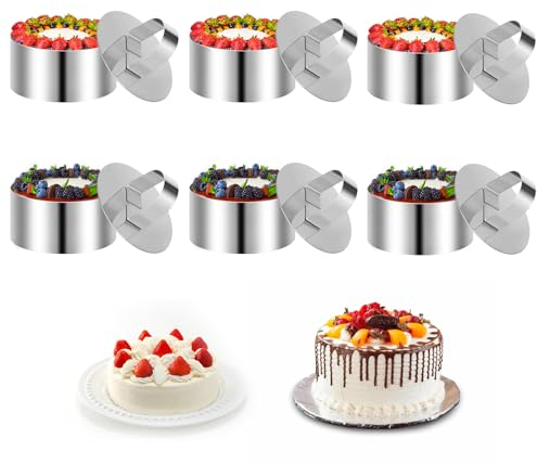 NVIYAM 6 Set di Anelli per Mousse, Coppapasta Tondi in Acciaio Inox, Coppapasta Tondo, Forma Rotonda Anello per Dessert per Dolci Fatti in casa, Dolci, Mousse