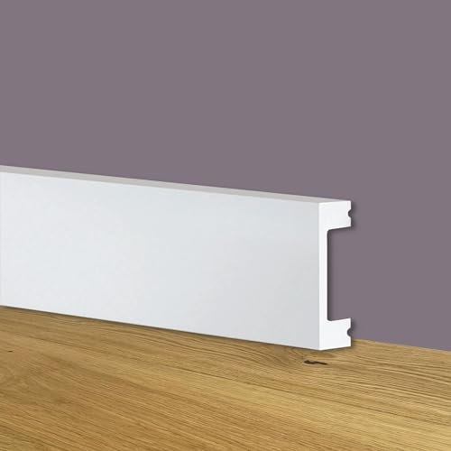 Battiscopa SQUADRATO BIANCO Passacavo 50x20mm in POLIMERI - Polistrutturato (prezzo al metro)