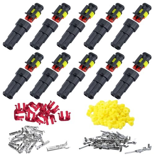 Car Electrical Connector, 10 Kit 2 Pin Wire Connectors, 1.5mm Series Terminal Connector, for Car, Truck, Boat and Other Wire Connections