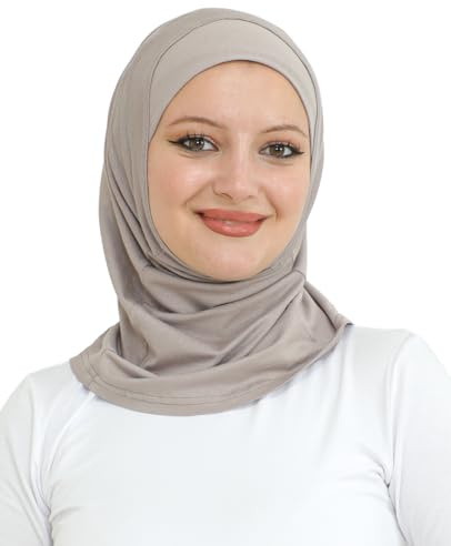 Prien Sport Instant Hijab For Women, Muslim Cotton Turban, Soft Head Scarf, Ready To Wear Hijabs Prayer Clothes, Islamic Wear (Light Mink)