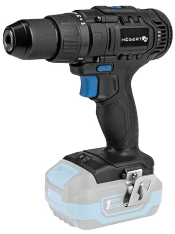 HÖGERT TECHNIK Akku-Bohrschrauber 18V, 50 Nm Drehmoment, 13 mm Auto-Lock Bohrfutter, 21+1 Drehmomentstufen, 2 Geschwindigkeiten, LED-Beleuchtung, ohne Akku, Metallgetriebe, Ideal für Holz & Metall