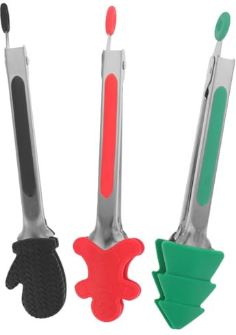 Hoement 3Pcs Serie Tematiche Di Natale Creative Buffet Mini Silicone Clips Per Cucina Cucine Per Cucinare Pinze Per Cucinare Con Punte Di Silicone Pinza Per Cibo Con Punte Di Silicone