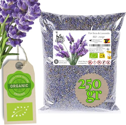 Natürlicher getrockneter Bio Lavendel 250g getrocknete Blume, Lavandin Grosso, natürliche Lavendelblüte für Lufterfrischer, ätherisches Öl, Seifen, Kosmetik, Kerzen usw. @Atlantis Organica
